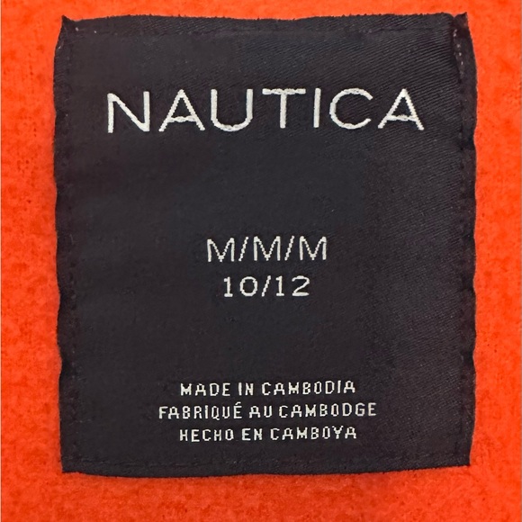 NAUTICA Size M (10/12) Boys Orange and Navy Warm Fall/Winter Jacket with Pockets - Picture 2 of 4